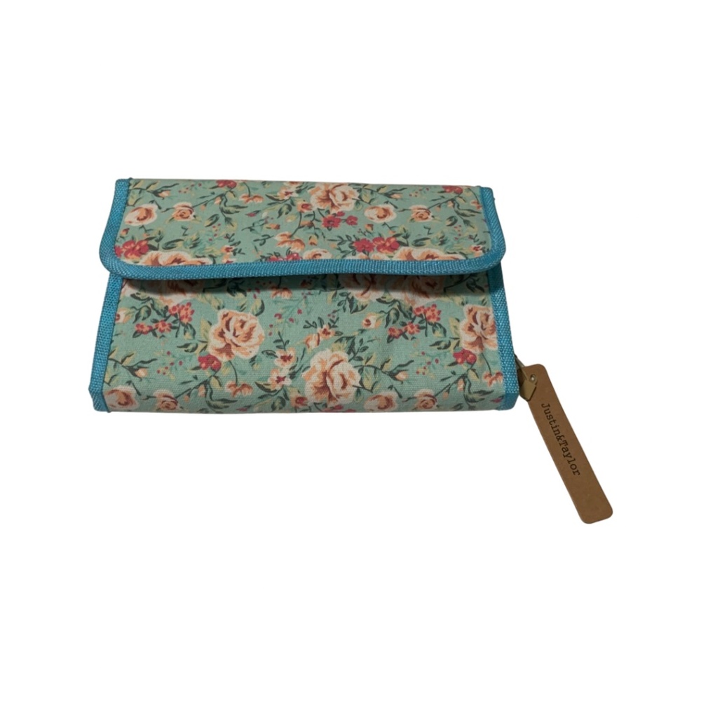 Justin & Taylor Canvas Floral Print Travel Makeup & Brush Organizer NWT